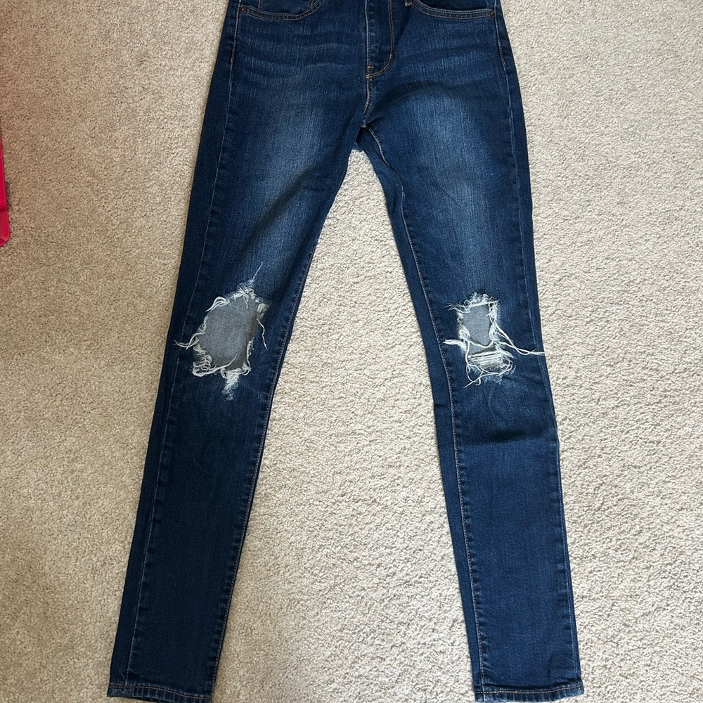 Levi's Dark Blue Distressed Skinny Jeans
